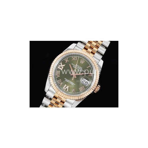 로렉스 데이저스트 36mm 로즈골드 그린 다이얼 | Datejust 36 SS/RG 904L Steel JDF 1:1 Best Edition Green Dial Diamonds 6/9 Markers on SS/RG Bracelet VR3235