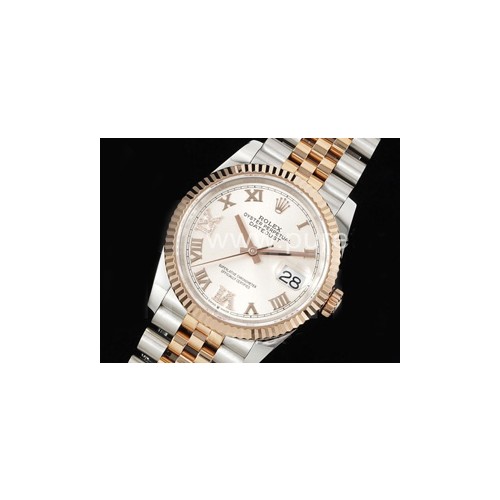 로렉스 데이저스트 36mm 로즈골드 실버 다이얼 | Datejust 36 SS/RG 904L Steel JDF 1:1 Best Edition Silver Dial Diamonds 6/9 Markers on SS/RG Bracelet VR3235