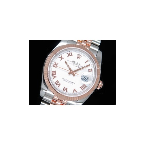 로렉스 데이저스트 36mm 로즈골드 화이트 다이얼 | DateJust 36 SS_RG 116231 RZF Best Edition 904L Steel White Dial Roman Markers on SS_RG Bracelet A2824