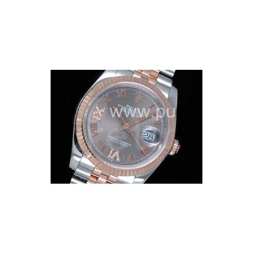 로렉스 데이저스트 36mm 로즈골드 그레이 다이얼 | DateJust 36 SS_RG 116231 RZF Best Edition 904L Steel Gray Dial Diamond Roman Markers on SS_RG Bracelet A2824 - Rolex - Watch Brands