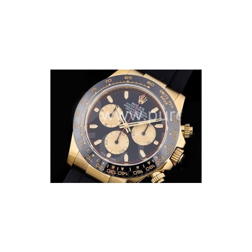 로렉스 데이토나 116518 옐로우골드 블랙 다이얼 | Daytona 116518 Paul Newman Noob 1_1 Best Edition YG Plated 904L SS Case Black_Gold Dial on Black Rubber Strap SA4130 V3 (Free Extra Strap)