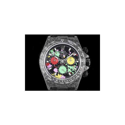 로렉스 데이토나 카본 베젤 컬러풀 다이얼 | Daytona DIW Carbon Noob 1_1 Best Edition Black Colorful Dial on Black Nylon Strap SA4130