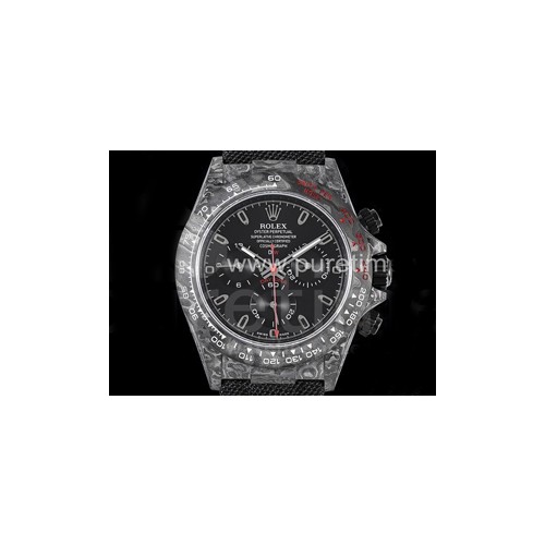 로렉스 데이토나 카본 베젤 블랙 다이얼 | Daytona DIW Carbon Noob 1_1 Best Edition Black Dial on Black Nylon Strap SA4130