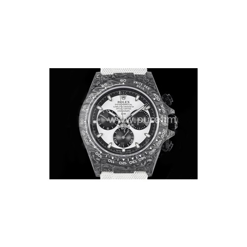 로렉스 데이토나 카본 베젤 화이트 다이얼 | Daytona DIW Carbon Noob 1_1 Best Edition White_Black Dial on White Nylon Strap SA4130