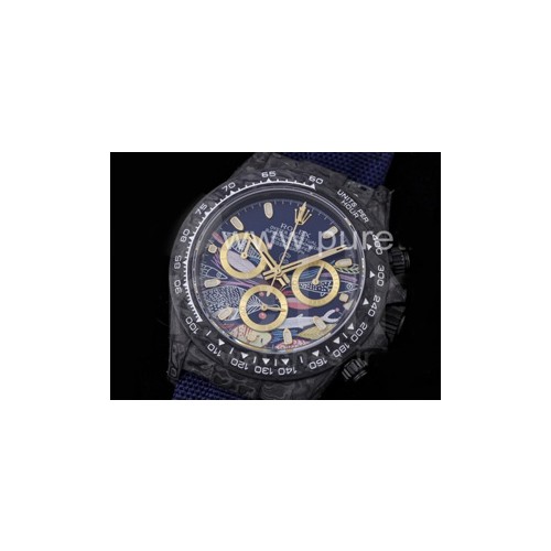 로렉스 데이토나 카본 베젤 블루 컬러풀 다이얼 | Daytona DIW Carbon OMF Best Edition Blue Paint Dial on Deep Blue Nylon Strap A4130