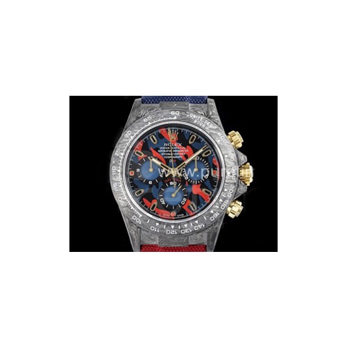 로렉스 데이토나 카본 베젤 컬러풀 다이얼 | Daytona DIW Carbon OMF Best Edition Blue_Red Dial on Blue_Red Nylon Strap A4130