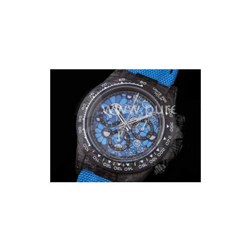 로렉스 데이토나 카본 베젤 라이트 블루 다이얼 | Daytona DIW Carbon OMF Best Edition Light Blue Dial on Light Blue Nylon Strap A4130