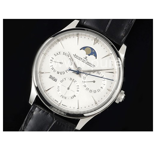 예거르꿀뜨르 마스터 울트라 신 퍼페츄얼 칼렌더 화이트 다이얼 | Master Ultra Thin Perpetual Calendar SS V9F 1:1 Best Edition White Dial on Black Leather Strap A868 V2