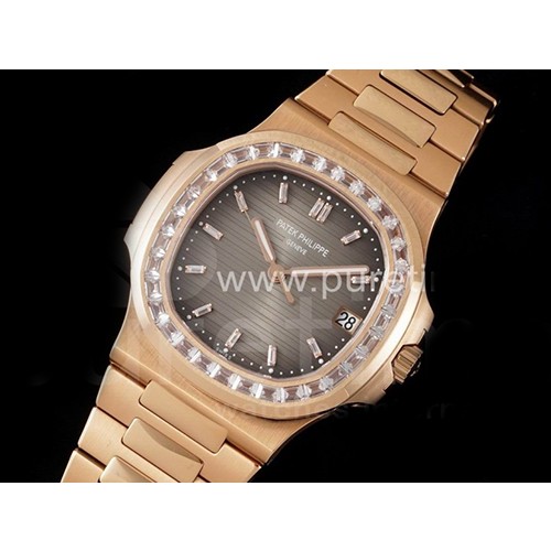 파텍필립 노틸러스 5711 로즈골드 다이아몬드 베젤 브라운 다이얼 | Nautilus 5711 RG PPF 1:1 Best Edition Brown Dial Diamonds Markers and Bezel on RG Bracelet 324CS V3