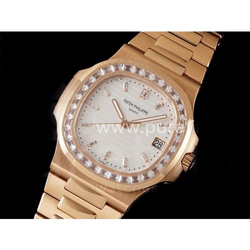 파텍필립 노틸러스 5711 로즈골드 다이아몬드 베젤 화이트 다이얼 | Nautilus 5711 RG PPF 1:1 Best Edition White Dial Diamonds Markers and Bezel on RG Bracelet 324CS V3
