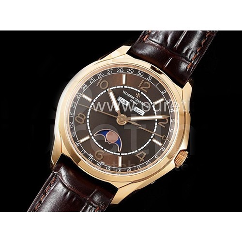 바쉐론콘스탄틴 로즈골드 데이데이트 문페이즈 브라운다이얼 | Fiftysix Complete Calendar RG 40mm ZF 1:1 Best Edition Brown Dial on Brown Leather Strap A2460