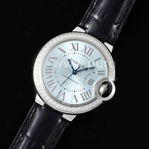 까르띠에 발롱블루 33mm 다이아몬드 베젤 아이스블루 다이얼, 여자명품시계, CARTIER