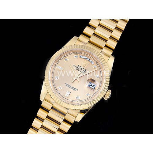 [ROLEX] 로렉스 데이데이트 36mm 옐로우골드 다이아몬드 마크 옐로우골드 다이얼, 홍콩명품시계,롤렉스,남자명품시계,메탈시계,무브타임