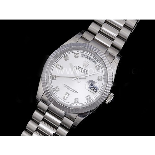 [ROLEX] 로렉스 데이데이트 36mm 크리스탈 마크 실버 다이얼, 홍콩명품시계,롤렉스,남자명품시계,메탈시계,무브타임