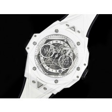 [홍콩명품시계,HUBLOT] 휴블럿 위블로 빅뱅 상블러 화이트 세라믹 베젤 크로노 스켈레톤 다이얼, 명품레플리카,남자명품시계,워치,중년남자,SA,명품시계,고무밴드스트랩