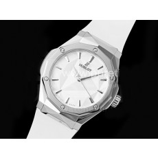 [홍콩명품시계.HUBLOT] 휴블럿 클래식퓨션 실버스틸 화이트 다이얼, 무브타임,남자명품시계,워치,중년남자,SA,명품시계,고무밴드
