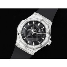[홍콩명품시계.HUBLOT] 휴블럿 클래식퓨션 다이아몬드 베젤 블랙 다이얼, 무브타임,남자명품시계,워치,중년남자,SA,명품시계,고무밴드