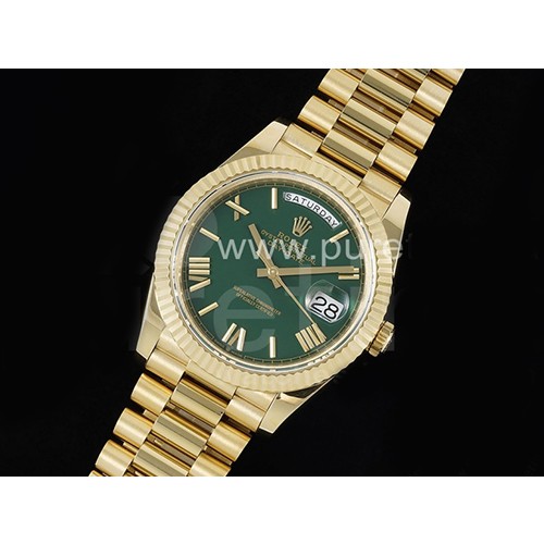 [홍콩명품시계.ROLEX] 로렉스 롤렉스 데이데이트 40mm 옐로우골드 그린 다이얼, 무브타임,남자명품시계,워치,중년남자,SA,명품시계