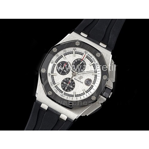 [홍콩명품시계.AUDEMARS PIGUET] 오데마피게 로얄오크 오프쇼어 44mm 블랙 세라믹 베젤 화이트 다이얼, 남자명품시계,워치,중년남자,SA,명품시계,고무밴드