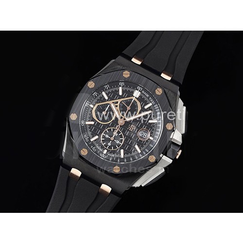 [홍콩명품시계.AUDEMARS PIGUET] 오데마피게 로얄오크 오프쇼어 44mm 크로노 블랙 세라믹 베젤 블랙 다이얼, 남자명품시계,워치,중년남자,SA,명품시계,고무밴드