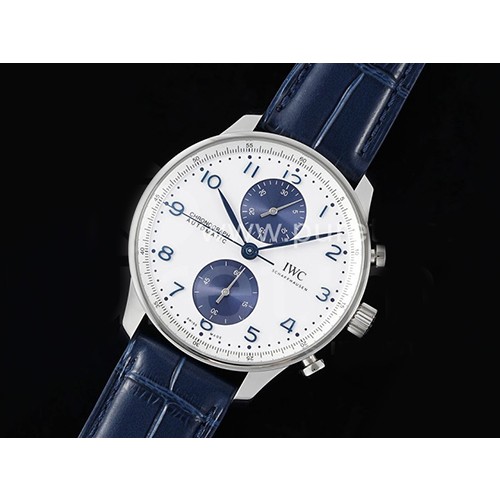 [홍콩명품시계.IWC] 아이더블유씨 포르투기스 크로노 IW371620 화이트/블루 다이얼, 무브타임,남자명품시계,워치,중년남자,SA,명품시계,가죽밴드