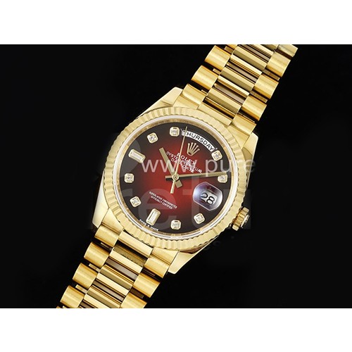 [홍콩명품시계.ROLEX] 롤렉스 데이데이트 36mm 옐로우골드 블랙/레드 다이아몬드 다이얼, 명품직구,구매대행,럭셔리,남자명품시계,워치,중년남자