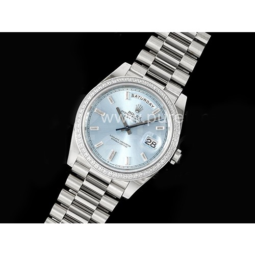 [홍콩명품시계.ROLEX] 롤렉스 데이데이트 40mm 다이아몬드 베젤 아이스블루 크리스탈 다이얼, 명품직구,구매대행,럭셔리,남자명품시계,워치,중년남자
