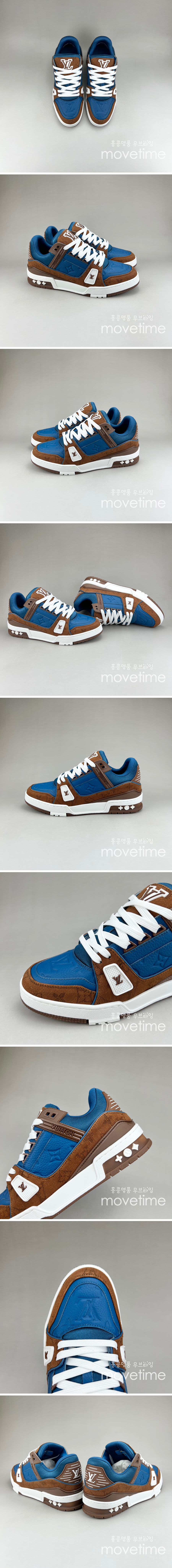 [홍콩명품.LOUIS VUITTON] 루이비통 23SS 모노그램 트레이너 스니커즈 (브라운-블루), SE1832, S3, 무브타임사이트,인터넷명품쇼핑몰,남자명품,슈즈,신발