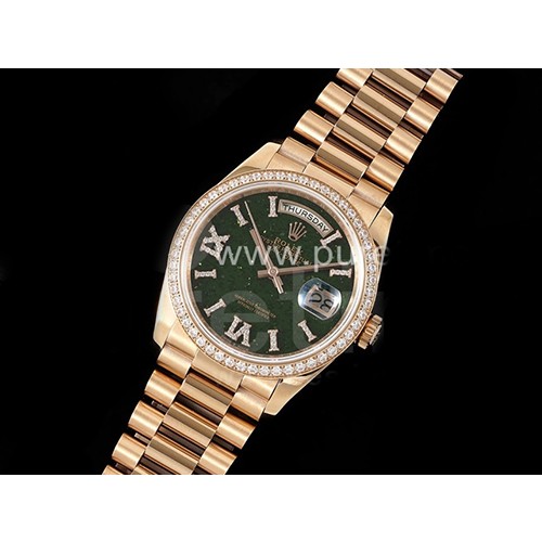 [홍콩명품시계.ROLEX] 롤렉스 데이데이트 36mm 로즈골드 다이아몬드 베젤 그린스톤 다이얼, 레플리카,명품직구,구매대행,럭셔리,남자명품시계,워치,중년남자