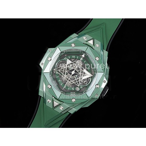 [홍콩명품시계.HUBLOT] 휴블럿 빅뱅 상블러우 II 그린 세라믹 베젤 크로노 스켈레톤 다이얼, 남자명품시계,워치,손목시계,명품직구