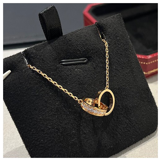 [홍콩명품.CARTIER] 까르띠에 23SS 로고 다이아 더블링 골드 목걸이, ET1705, NNT, 홍콩명품가방,명품쇼핑몰,크로스백,핸드백,구매대행,무브타임