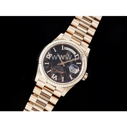 [홍콩명품시계.ROLEX] 로렉스 데이데이트 36mm 로즈골드 다이아몬드 베젤 블랙 다이얼