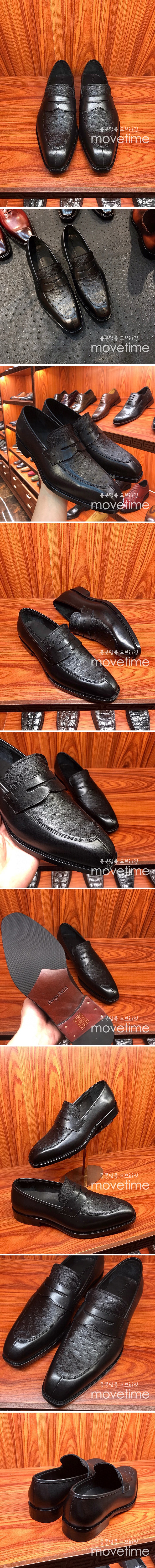 [홍콩명품.BERLUTI] 벨루티 23SS 로고 타조가죽 정장 구두 (블랙), SE2359, S1, 홍콩명품쇼핑몰,무브타임,악세사리,잡화,생활용품