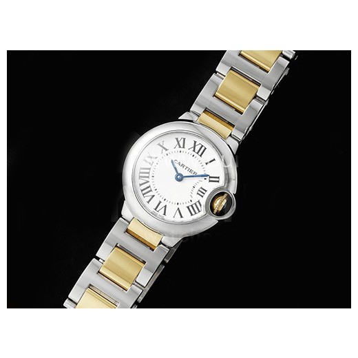 [홍콩명품시계.CARTIER] 까르띠에 발롱블루 옐로우골드 여성용 28mm 콤비 화이트 다이얼, 쿼츠버전
