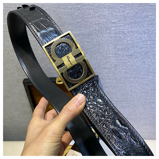 [홍콩명품.FERRAGAMO] 페레가모 24SS 로고 악어가죽 벨트 (2종), BT1071, 3.8cm, BRB, 명품레플리카,인터넷쇼핑몰,남자명품,해외직구