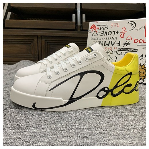 [홍콩명품.D&G] 돌체앤가바나 24SS 로고 2톤 레더 가죽 스니커즈 (노랑), SE2602, S2, 홍콩명품쇼핑몰,무브타임,악세사리,잡화,생활용품
