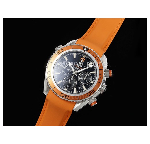 [홍콩명품시계.OMEGA] 오메가 시마스터 크로노 43mm 오렌지 베젤 블랙 다이얼 고무스트랩