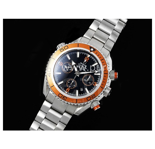 [홍콩명품시계.OMEGA] 오메가 시마스터 크로노 43mm 오렌지 베젤 블랙 다이얼 메탈스트랩