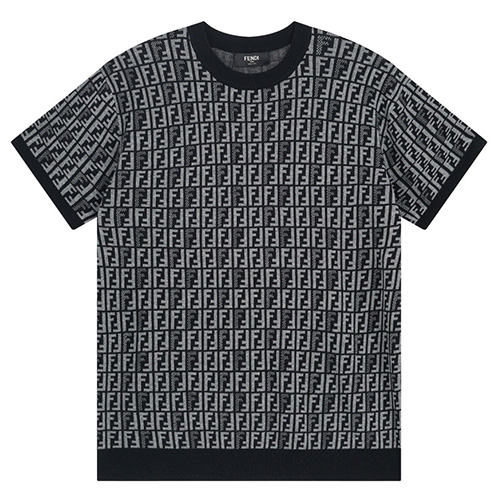 [홍콩명품,FENDI] 펜디 24SS 로고 FF패턴 니트 반팔 티셔츠 (블랙), BM13016, JU, 홍콩명품의류,구매대행,온라인명품