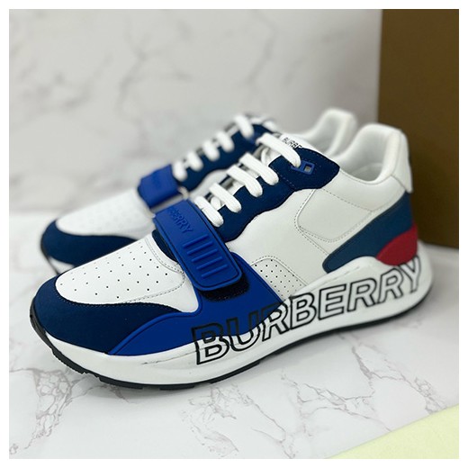 [홍콩명품.Burberry] 버버리 24SS 로고 빈티지 레더 가죽 스니커즈 운동화 (블루), SE2894, PMD, 명품스니커즈,운동화,구두,로퍼,하이탑,신발