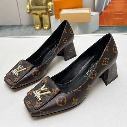 [홍콩명품.LOUIS VUITTON] 루이비통 24SS 로고 모노그램 여성 레더 가죽 힐 굽 구두 (브라운), SE2923, SMS, 명품스니커즈,운동화,구두,로퍼,하이탑,신발