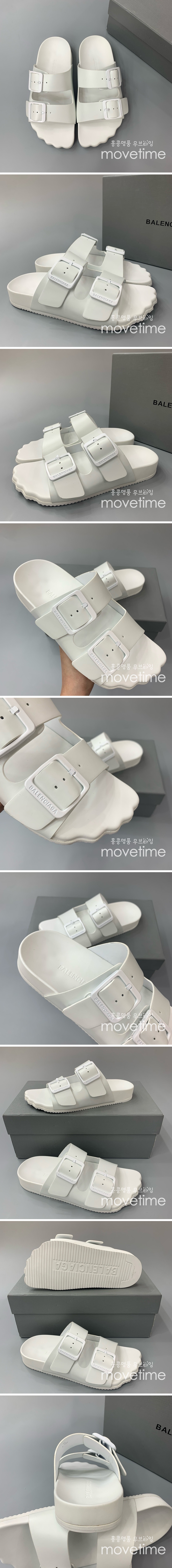 [홍콩명품.BALENCIAGA] 발렌시아가 24SS 로고 레더 가죽 바겐스탁 슬리퍼 (화이트), SE3065, PMD, 명품스니커즈,운동화,구두,로퍼,하이탑,신발 상세이미지 2