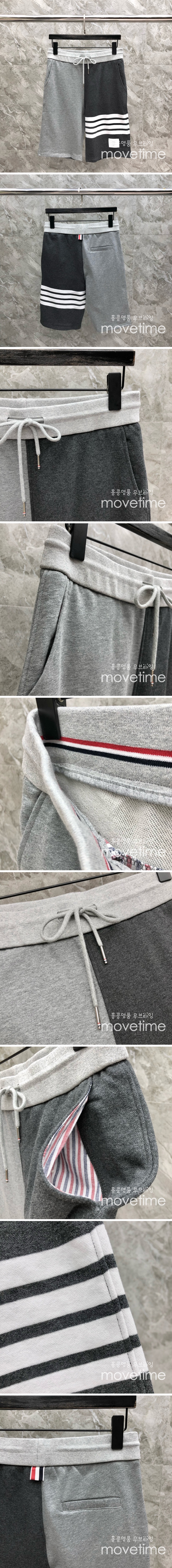 [홍콩명품.THOME BROWNE] 톰브라운 24SS 로고 4바 레이어드 쇼츠 반바지 (그레이), BM13948, TB1, 홍콩명품의류,구 매대행,온라인명품