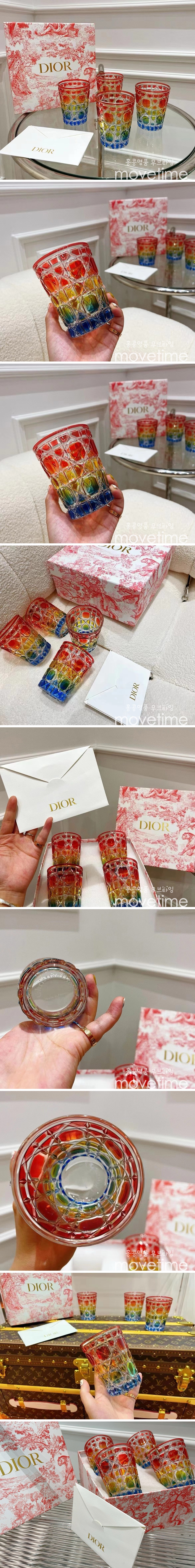 [홍콩명품,Christian Dior] 디올 24SS 선물용 로고 크리스탈 유리컵 세트 (4pcs), ET2346, ZAKKA, 명품악세사리,팔찌,귀걸이,반지