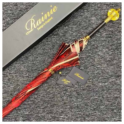[홍콩명품.RAINIE] 레이니 24SS 선물용 휴대용 손잡이 장식 우산 (스네이크패턴-레드), ET2396, JX, 명품악세사리,팔찌,귀걸이,반지