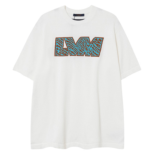 [홍콩명품.LOUIS VUITTON] 루이비통 24SS 로고 그래픽 니트 반팔 티셔츠 (화이트), BM14325, JU, 홍콩명품의류,구매대행,온라인명품