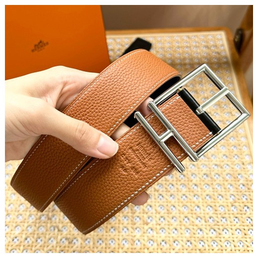 [홍콩명품.Hermes] 에르메스 24SS 로고 리버서블 레더 가죽 벨트 (오렌지-2버클), BT1229, 3.8cm, X1, 명품레플리카,인터넷쇼핑몰,남자명품,해외직구