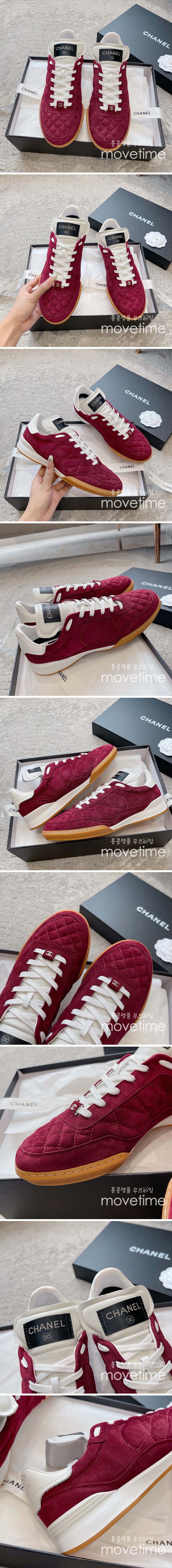 [홍콩명품.CHANEL] 샤넬 24SS 로고 여성 퀄팅 레더 가죽 스니커즈 운동화 (레드), SE3355, SMS, 명품스니커즈,운동화,구두,로퍼,하이탑,신발