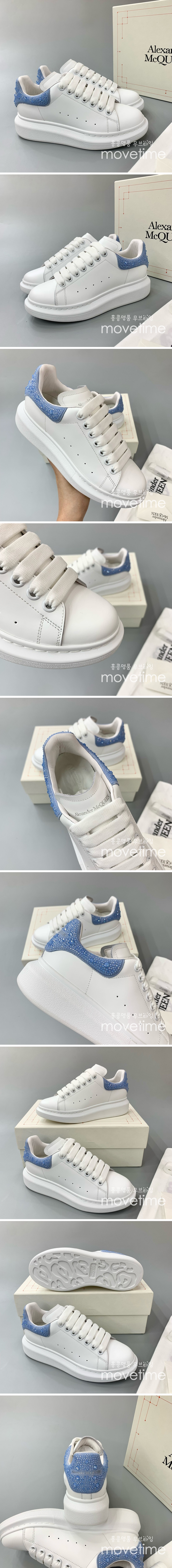 [홍콩명품.McQueen] 알렉산더맥퀸 24SS 로고 여성 오버솔 스니커즈 운동화 (화이트-블루), SE3603, PMD, 명품스니커즈,운동화,구두,로퍼,하이탑,신발