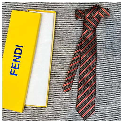[홍콩명품,FENDI] 펜디 24SS 로고 패턴 남성 넥타이 (브라운-레드), ET2434, JX, 홍콩명품가방,명품쇼핑몰,크로스백,핸드백,구매대행,무브타임